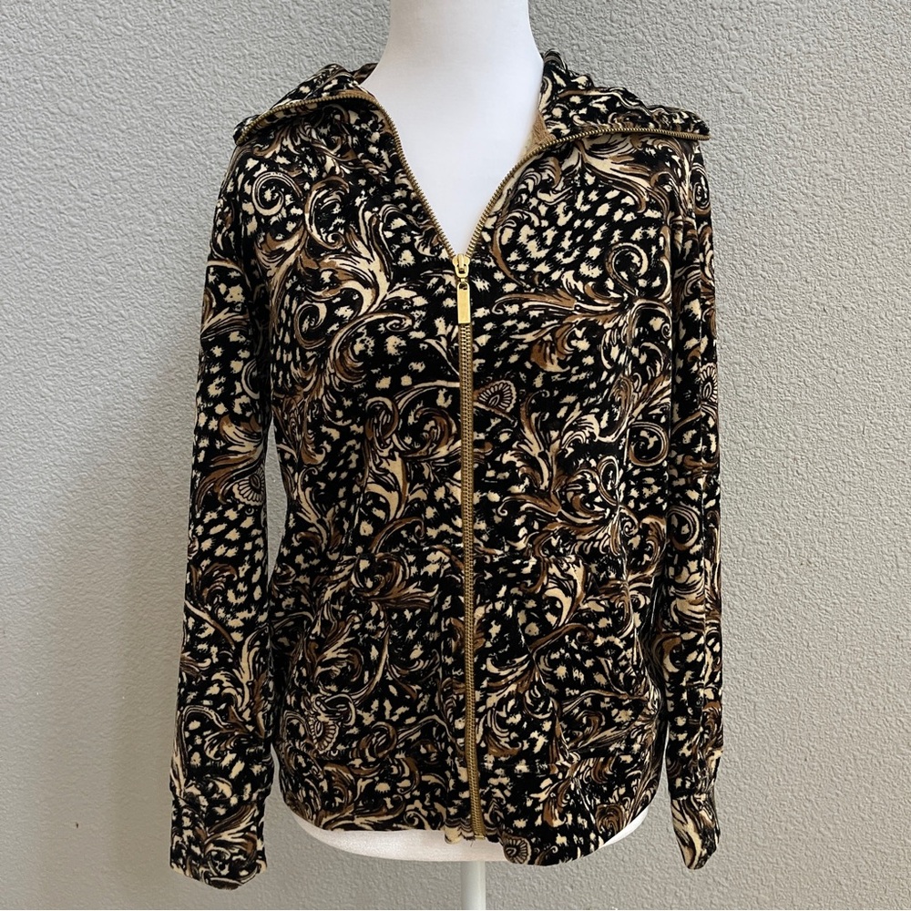 Karen Scott Black and Gold Patterned Sweater